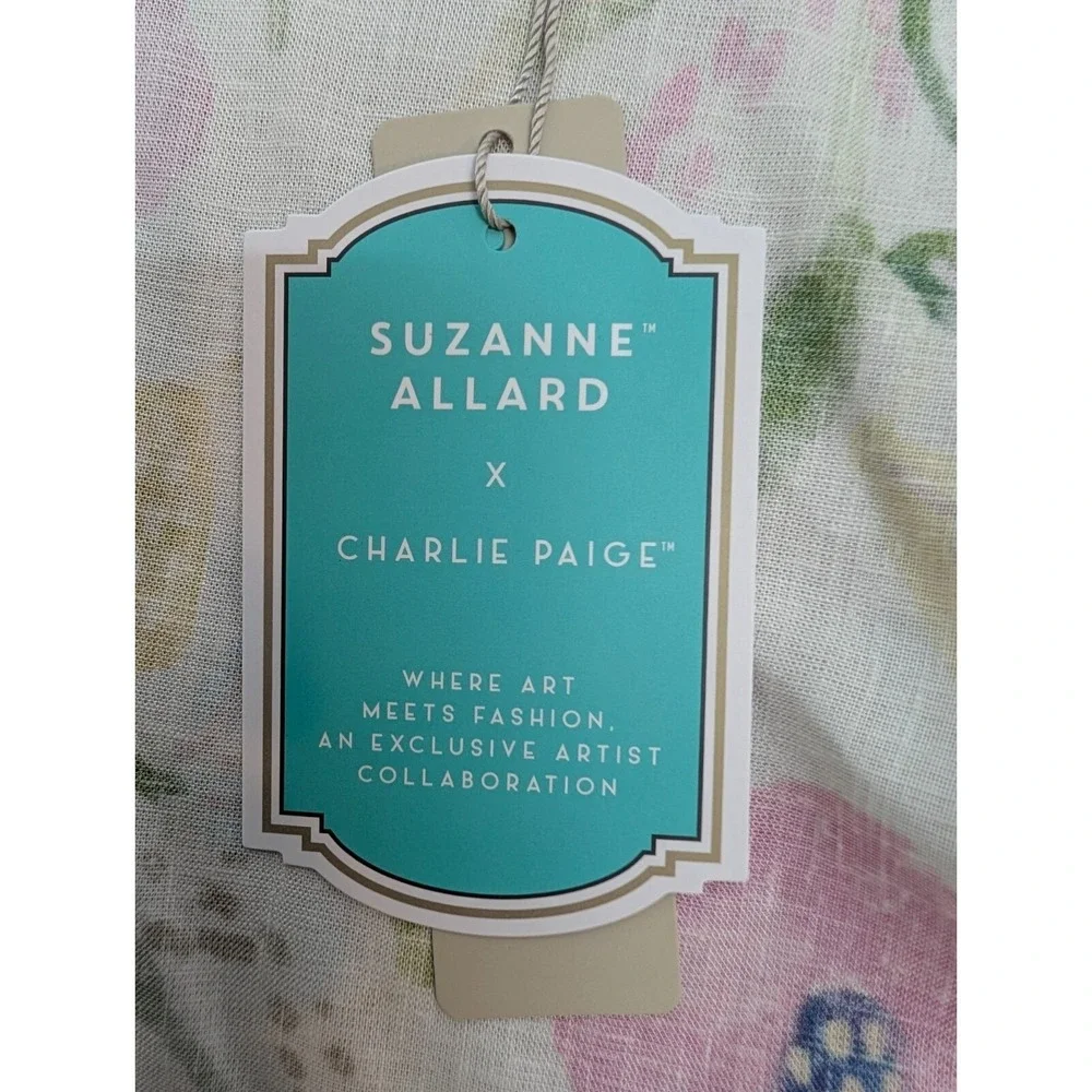 Charlie Paige x Suzanne Allard Cover Up Linen Blend Pink Floral Boho One Size‎